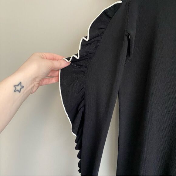 MAJE Madeline Cold-shoulder Sweater In Black - Picture 2 of 6